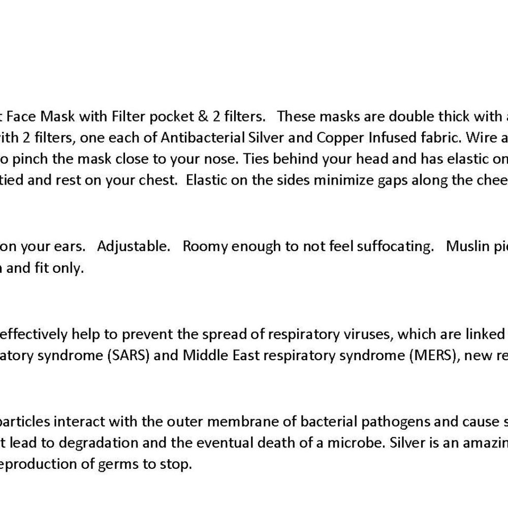 Cloth Face Mask w/ Silver/Copper Filters - Patriot - Picture 4 of 6